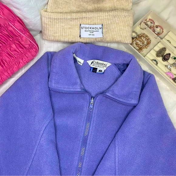 Vintage Y2K Columbia Retro Purple Women’s Full Zip Fleece Drawstring Jacket - Picture 10 of 13